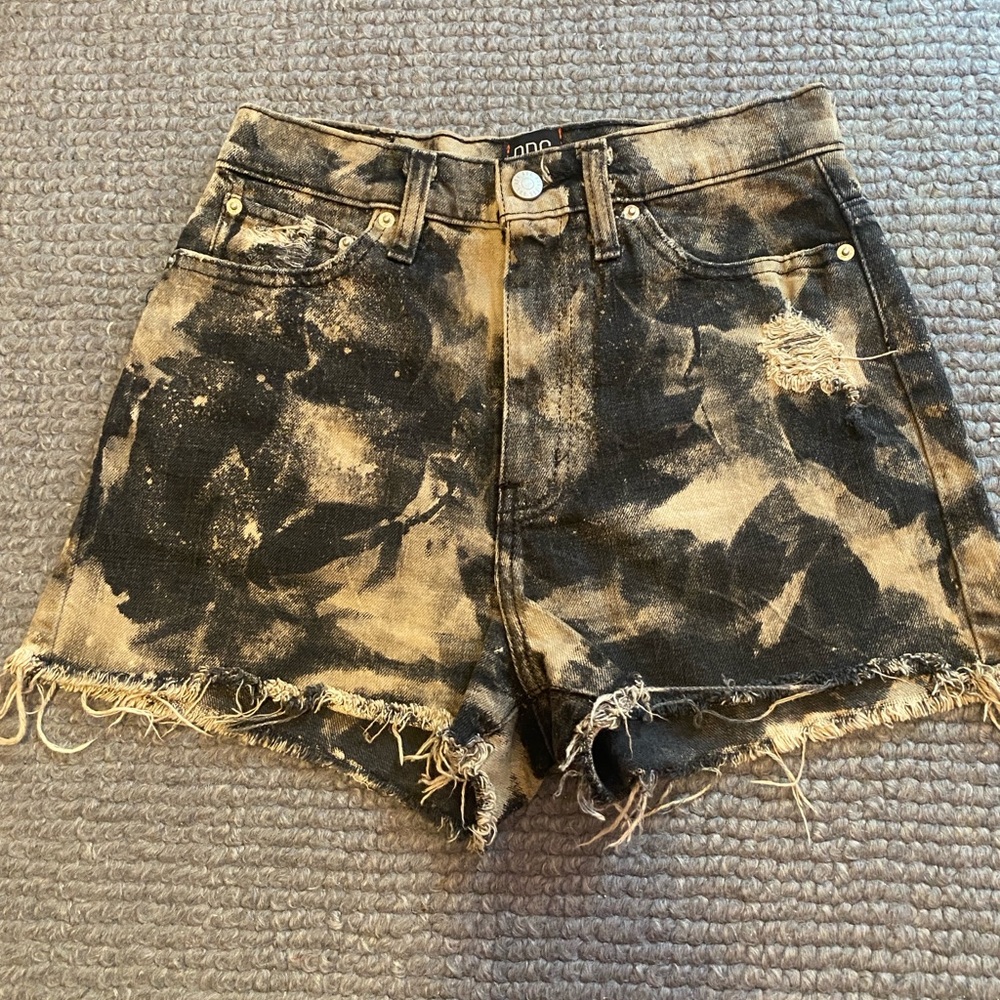 BDG Black and Tan Jean Shorts Distressed High-Waisted